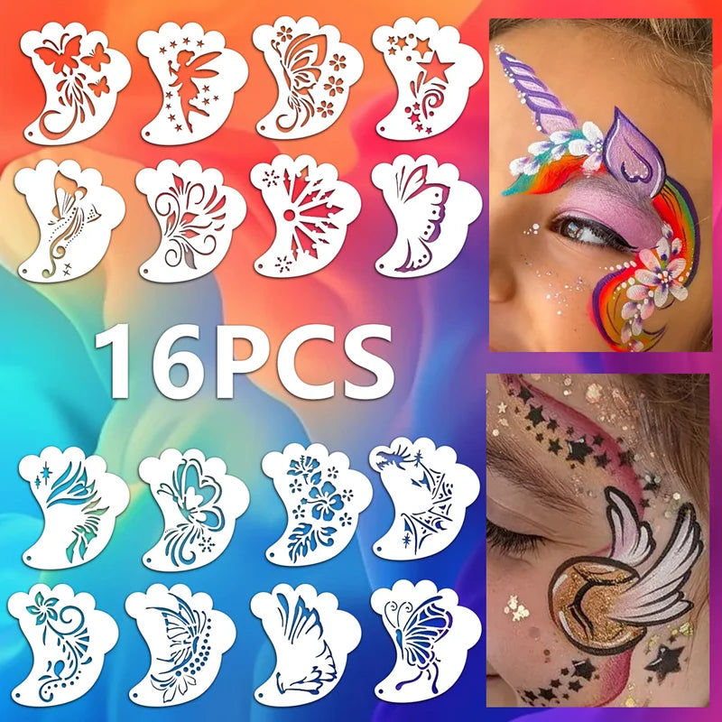 Kids Face Painting Stencil Set - DIY Mask, Graffiti, Tattoo & Stage Makeup Aid