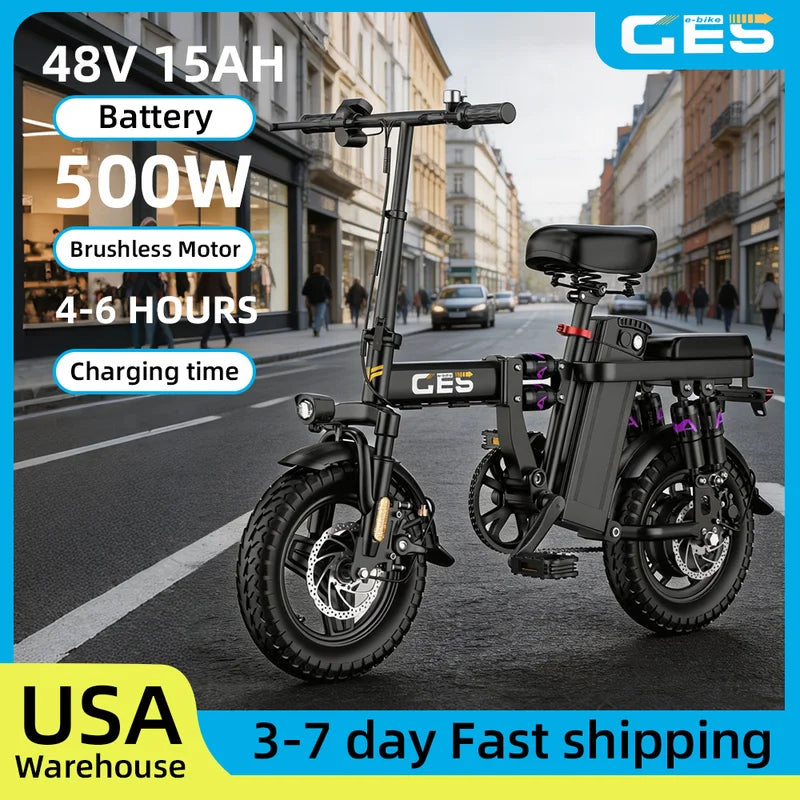 Foldable Electric Bike with 48V 15AH Battery 30+MPH 250W for Adults