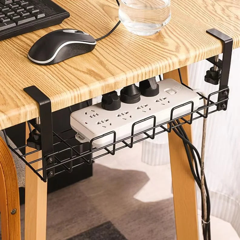 Under Desk Cable Organizer Rack No Punching Wire Management Tray for Office & Kitchen