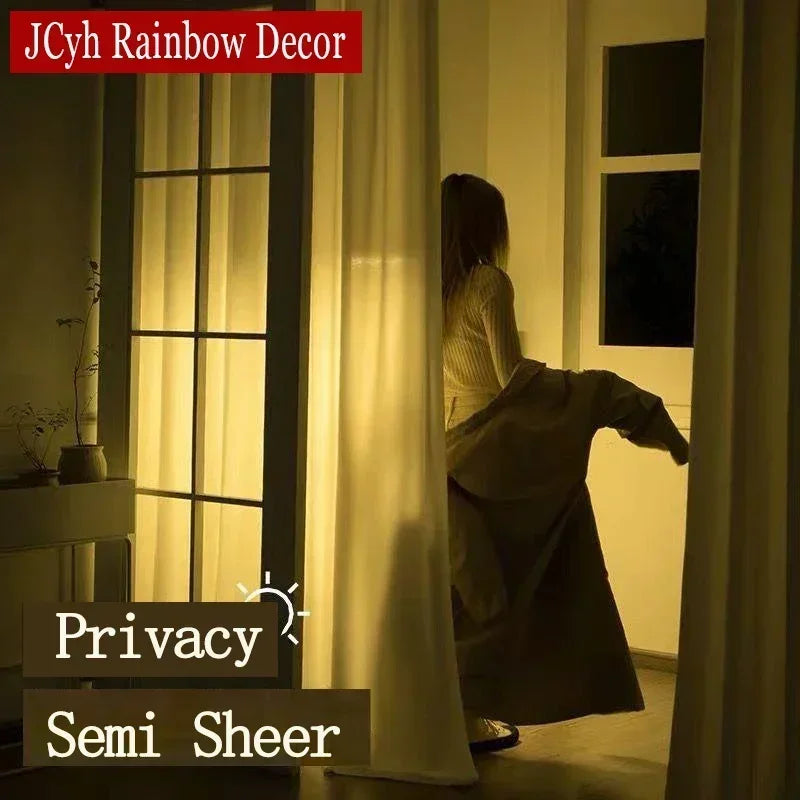Semi Crushed Sheer Curtain Panels for Living Room & Bedroom, Multiple Sizes & Styles