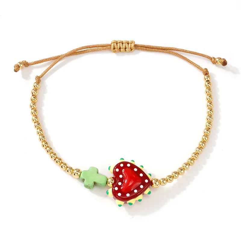 Ladies Bohemian Colorful Heart Bracelet Beaded Light Luxury Jewelry