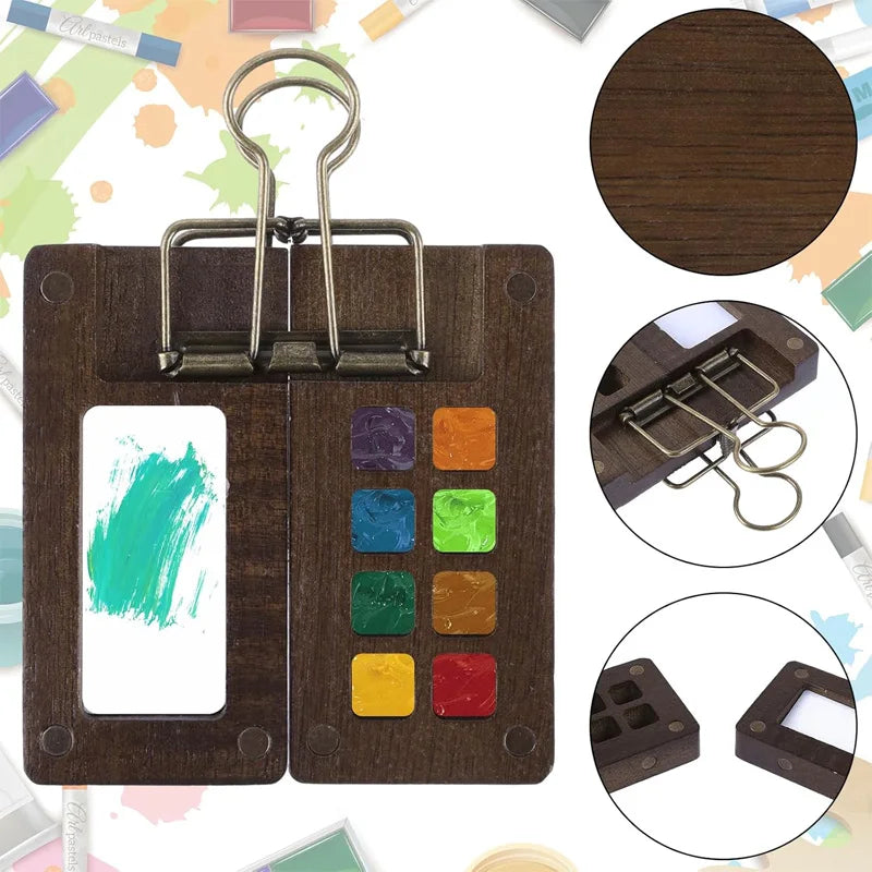 Travel Watercolor Palette Set with Clip - Portable Artist Watercolor Kit for Kids