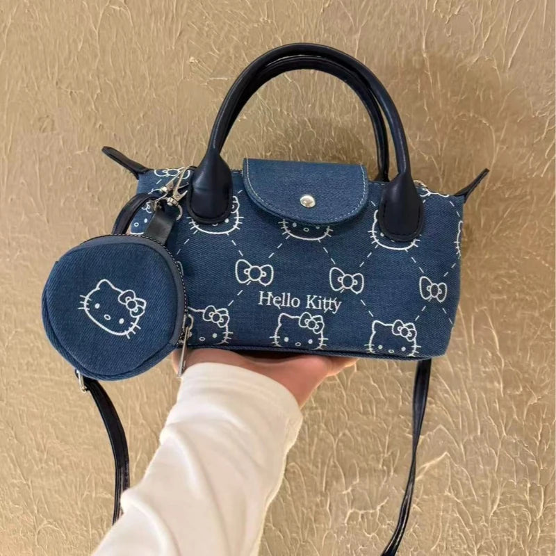 Cute Denim Crossbody Bag - Cartoon Character Shoulder Handbag
