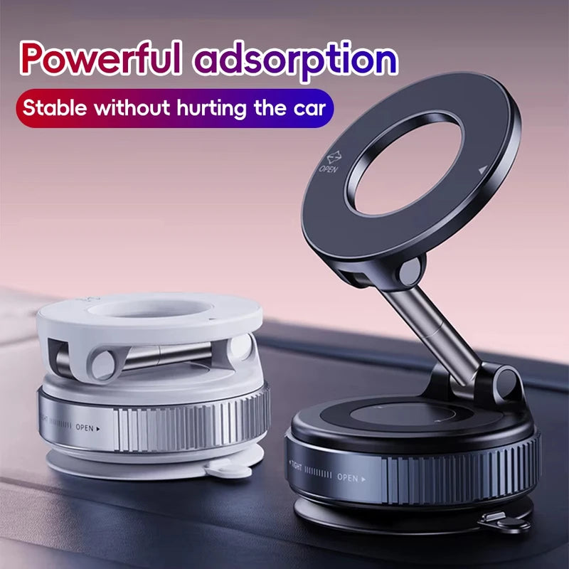 Magnetic Car Phone Mount with Vacuum Suction Stand for Live Streaming and Navigation
