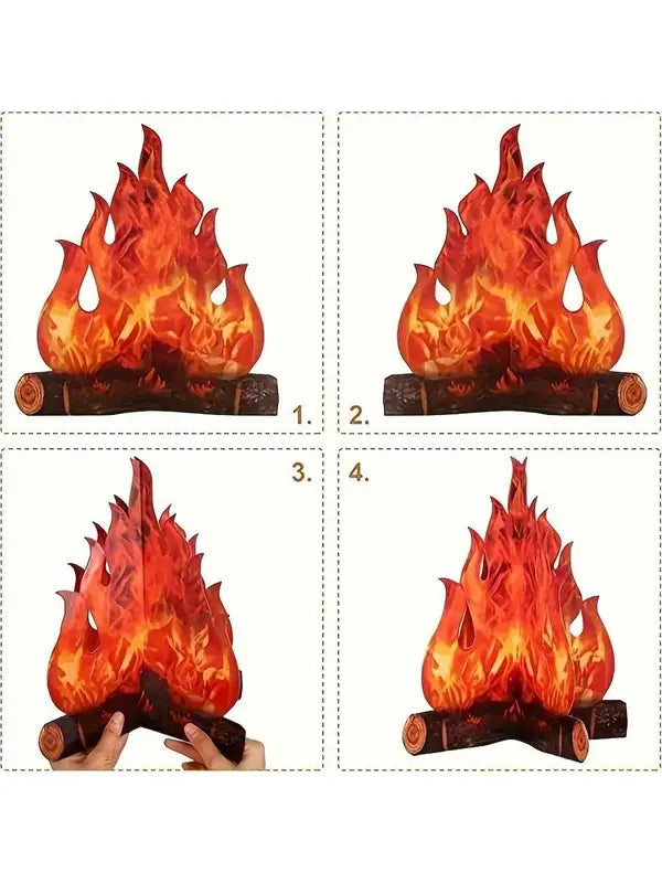 Halloween Fire Cardboard Bonfire Centerpiece - Reusable 12x11 Inch Decor