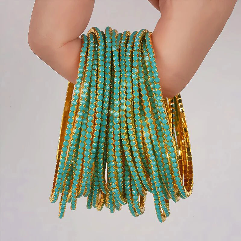 6-Pack Elastic Beaded Bracelets Set for Women Stackable Jewelry, Gold Colors