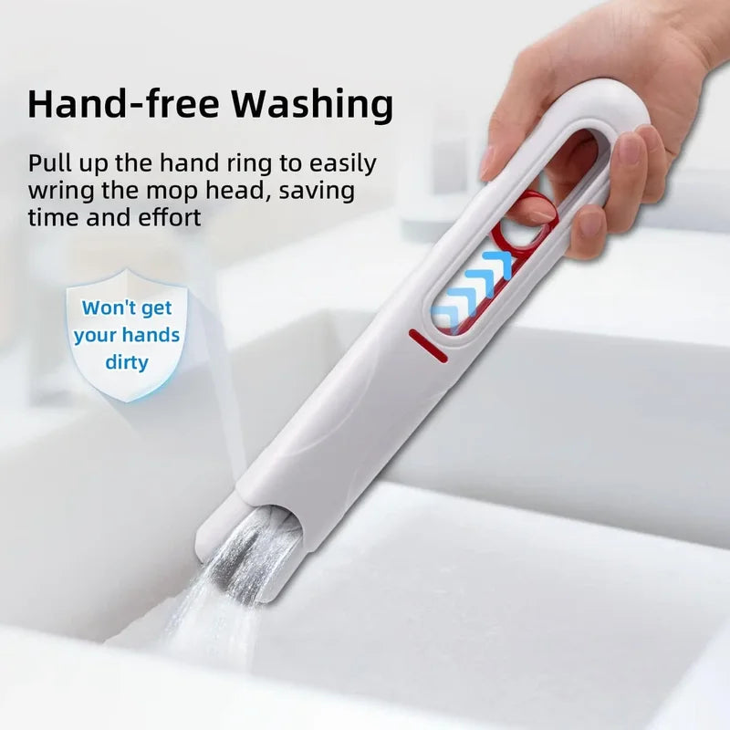 Mini Handheld Folding Mop with Self-Squeezing Sponge for Home Cleaning