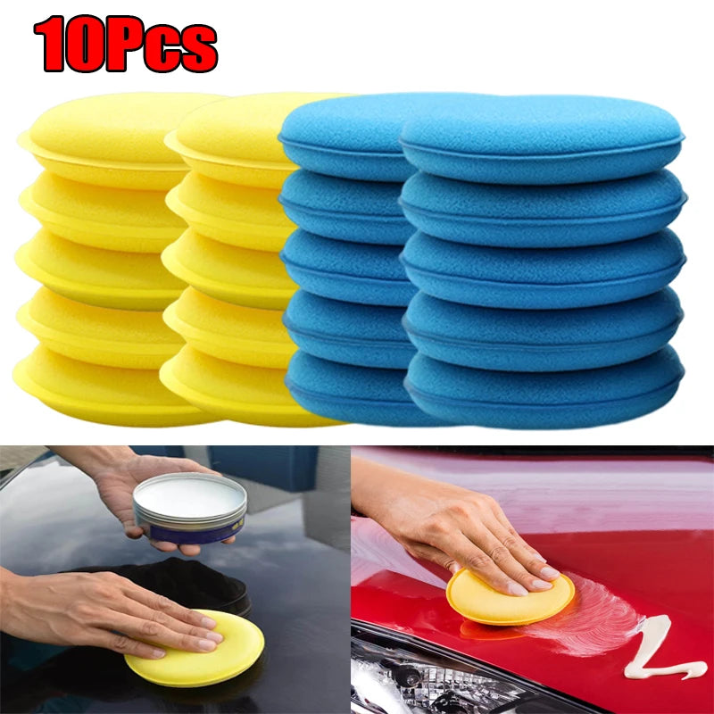 10Pcs Car Waxing Polish Sponges Set - High Density Foam Applicator Pads for Detailing & Polishing