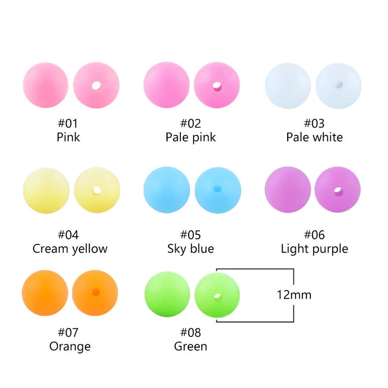 Glow In The Dark Silicone Beads 12/15MM Round Luminous Jewelry Making Supplies - 50Pcs