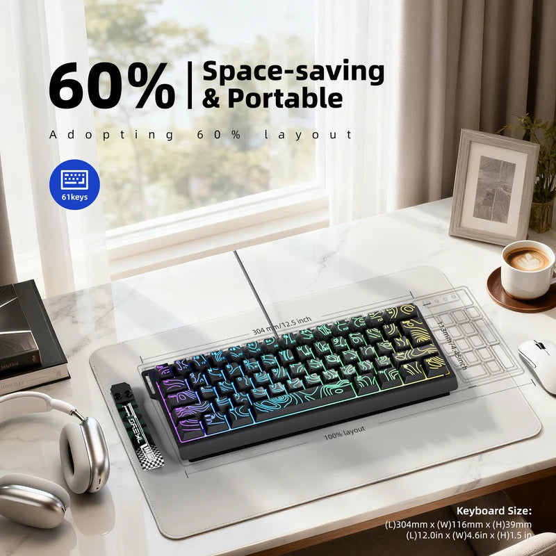 60% Wired Gaming Keyboard with RGB Backlighting & Gradient Keycaps for Windows, Laptops, and Tablets