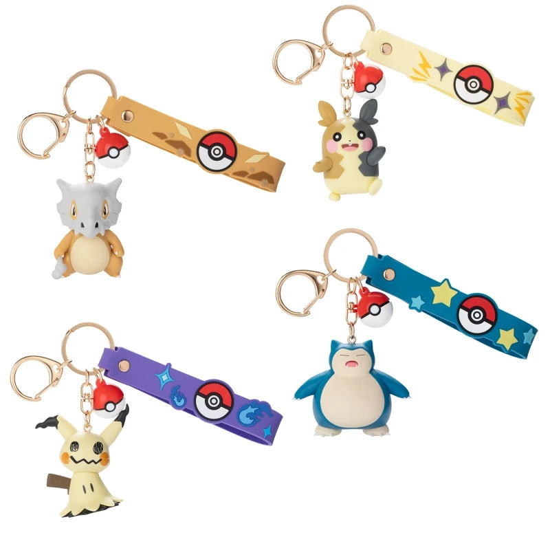Pokemon Anime Keychain Figures Snorlax Mimikyu Cubone Car & Backpack Decoration