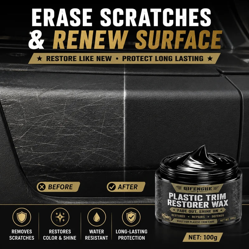 Car Plastic Trim & Bumper Restorer Wax - Scratch & Yellowing Protection