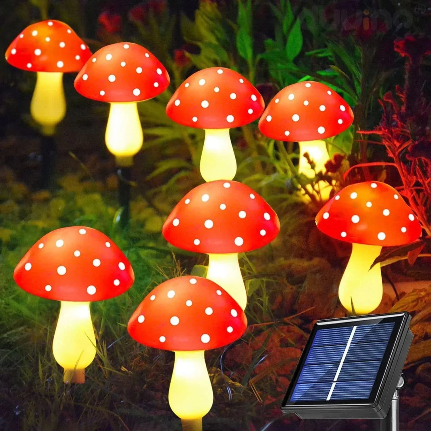 Solar Mushroom Fairy Lights Outdoor Garden Decor Waterproof 8 Modes