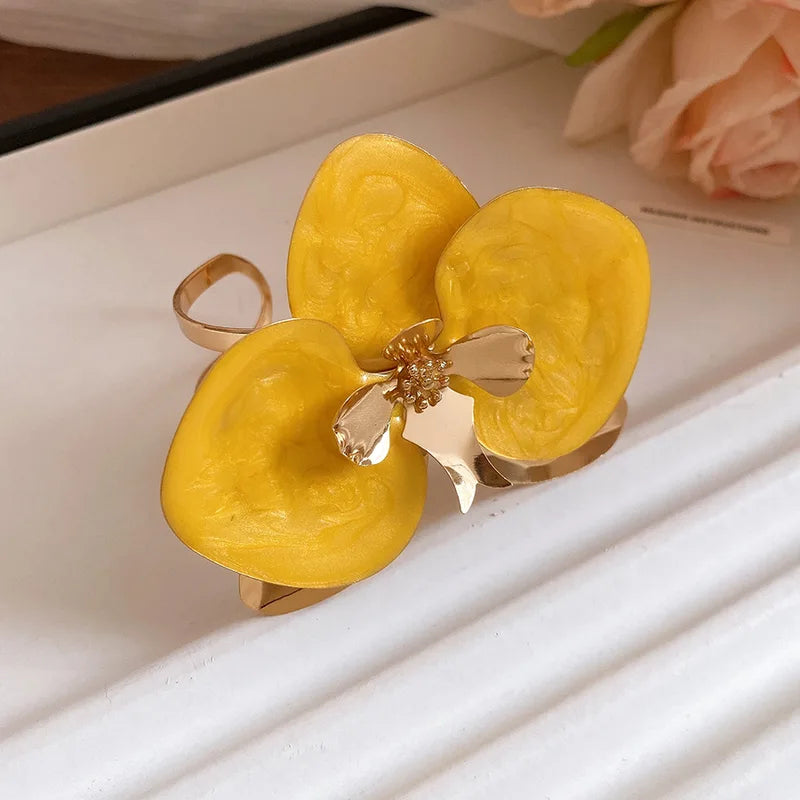 Multicolor Large Dripping Oil Orchid Flower Bangles - Statement Unisex Jewelry