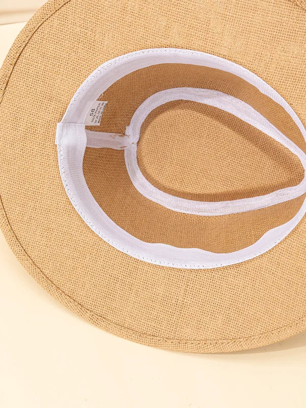 Unisex Wide Brim Summer Beach Sun Hat - Panama Straw Style for Men & Women
