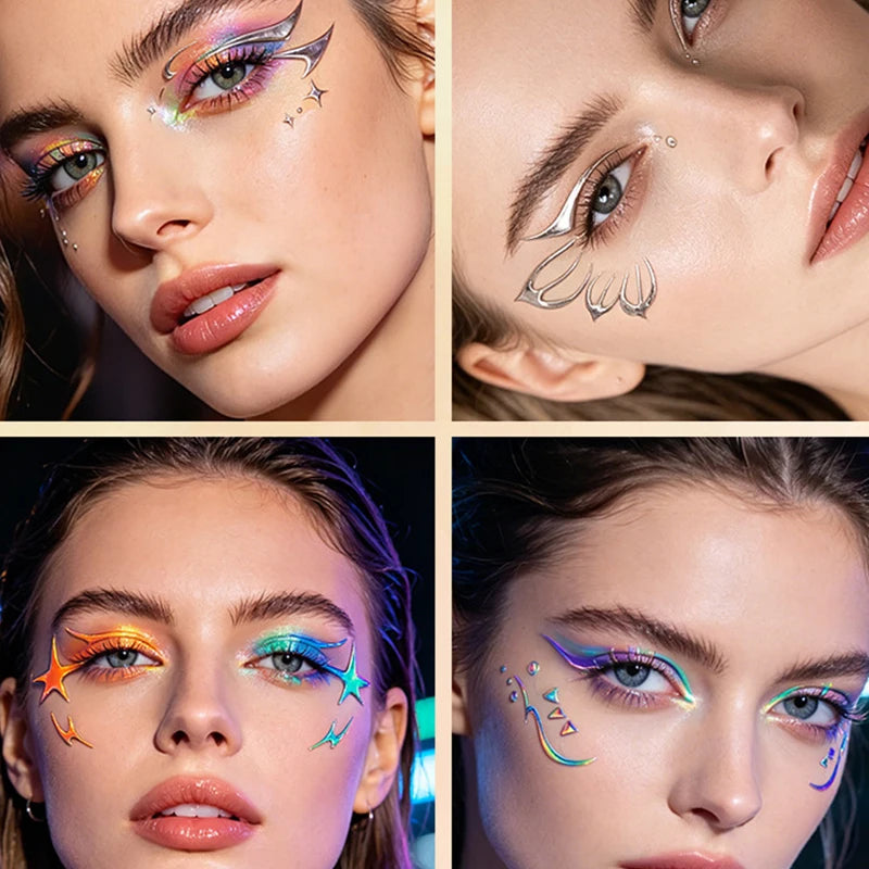 Holographic Eye & Face Sticker Set for Makeup & Party Looks - Waterproof, Easy Removal
