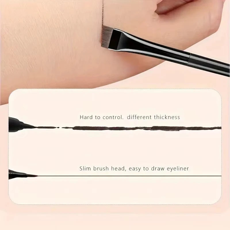 3-Piece Makeup Brush Set - Eyeliner, Eyebrow, Eyeshadow Brushes - Multiple Handle Colors