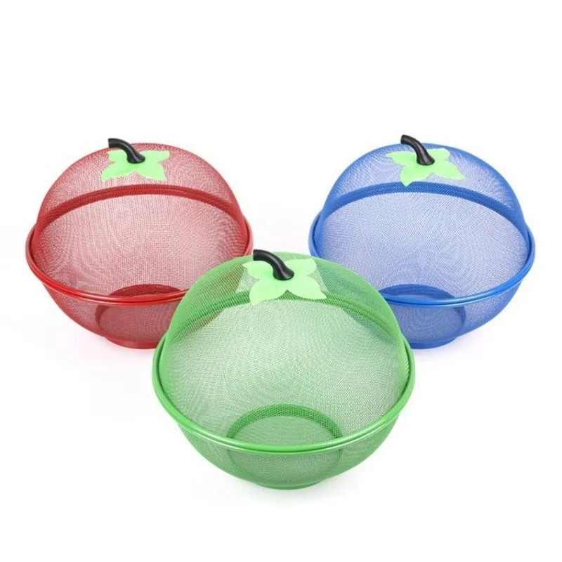 Mesh Cover Metal Fruit Basket with Moisture-Resistant Multi-Functional Kitchen Storage Rack