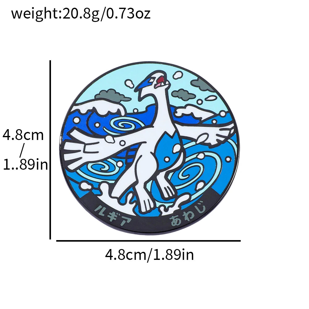 Anime Mythical Creatures Enamel Pin Set - Lugia & Ho-Oh Collectible Badge