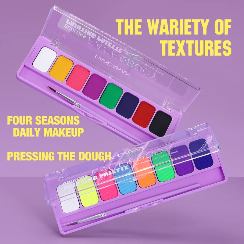8-Color Fluorescent UV Face & Body Paint Palette for Halloween Party Cosplay