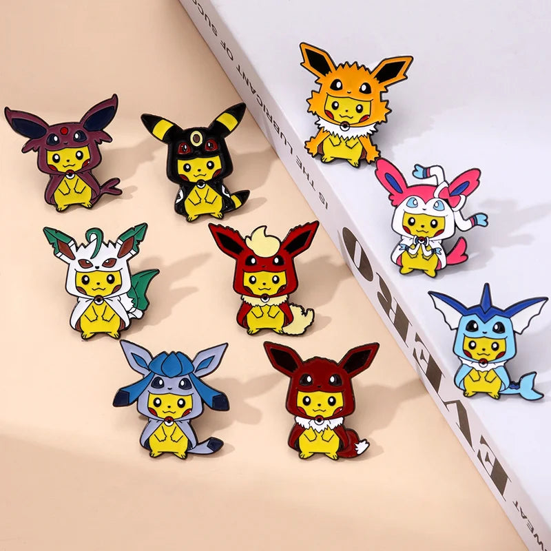 9Pcs Cute Pikachu Brooch Set Enamel Pin Jewelry for Clothing & Backpack