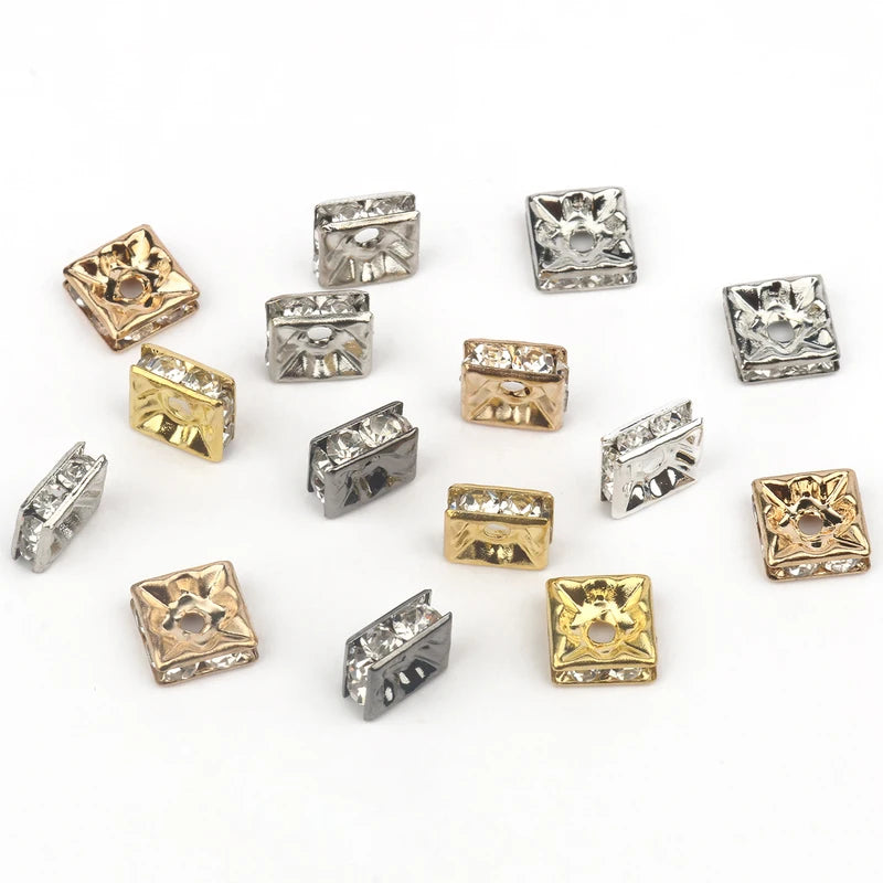 Jewelry Spacer Beads Set - 50pcs Crystal Rhinestone Rondelles for Necklace & Bracelet Making