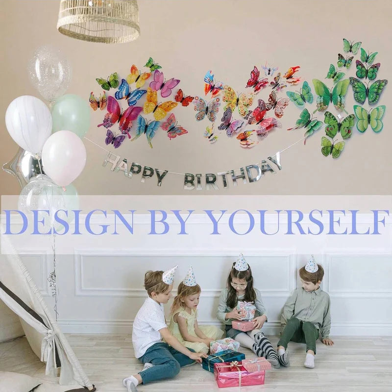 3D Butterfly Wall Decor 12-Piece Magnet Stickers for Party & Home Decoration