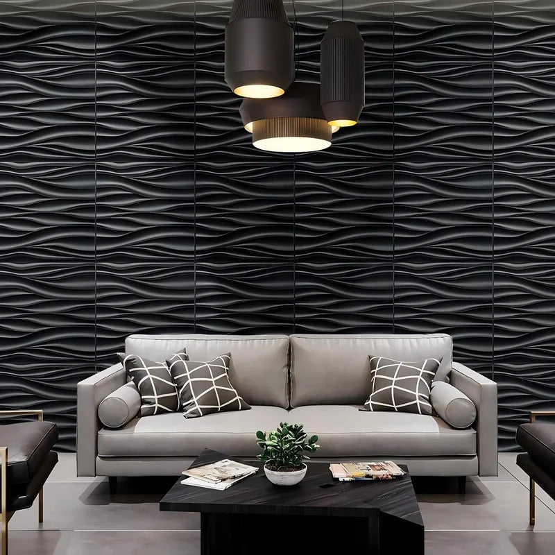 3D Wave Textured Wall Panels - Paintable Interior Wall Decor 30x30cm