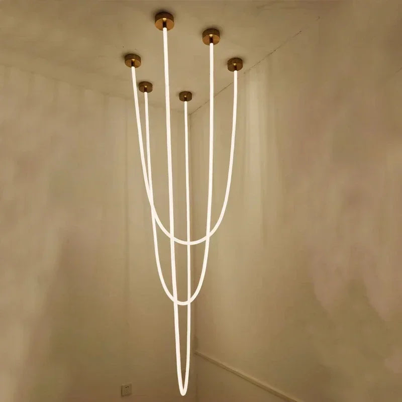 Nordic Long Line Pendant Lighting Modern LED Chandelier for Restaurant Cafe Bar Dining Room