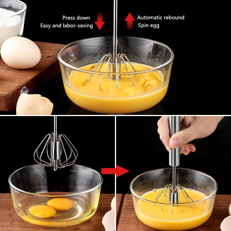 Manual Egg Beater Stainless Steel Hand Mixer for Kitchen Cooking - Multi Color