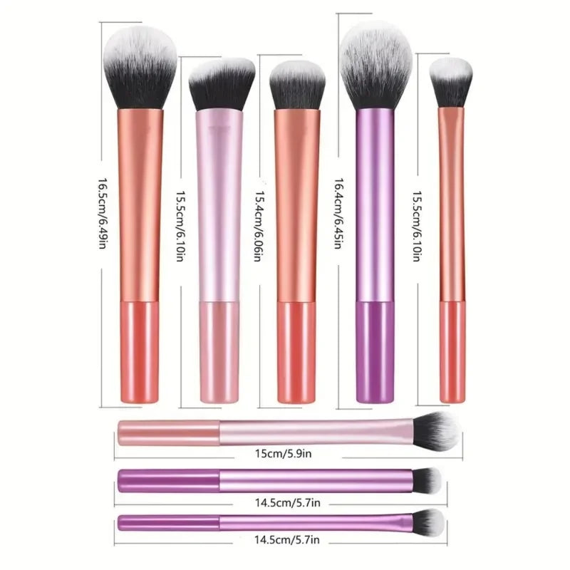 8-Piece Makeup Brush Set Soft Synthetic Hair Cosmetic Tools for Foundation Blush Eyeshadow