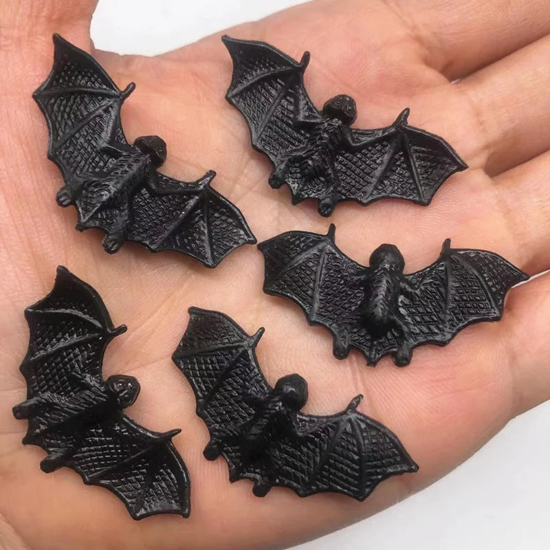 50pcs Plastic Luminous Fake Bats Halloween Decor Haunted House Props DIY Party Favors