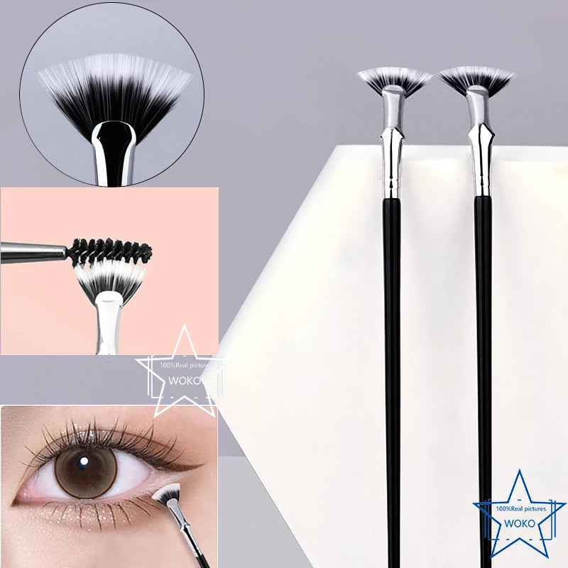 Eyelash Fan Brush for Lash Extension & Makeup - Small Bent Fan Eyelash Tool