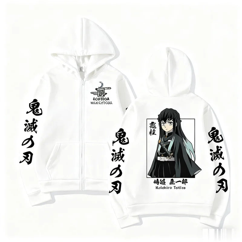 Anime Hoodie Muichiro Tokito Demon Slayer Casual Streetwear Jacket Men Women