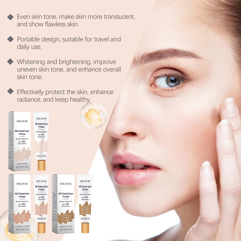 Full Coverage Waterproof BB Cream Sunscreen SPF 30 for Face - Brightening & Skin Glow