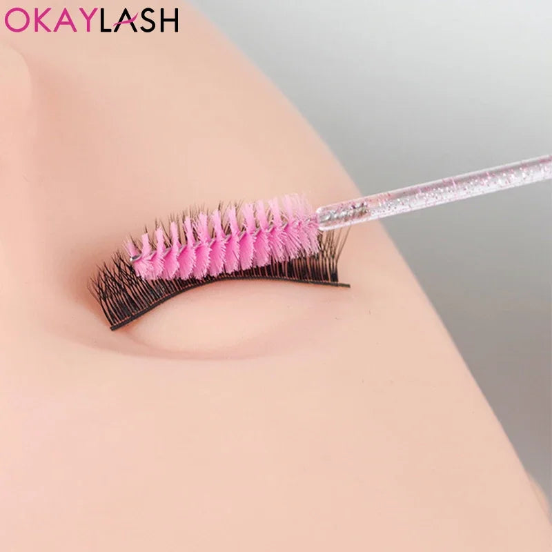 Disposable Eyelash Brushes Spoolies Micro Lash Mascara Wands 100pcs - Various Colors