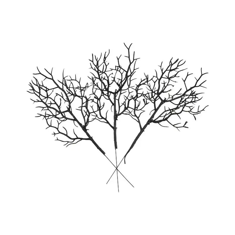 Black Artificial Dead Tree Branches - 5 Pack Realistic Plastic Decor for Halloween & Home