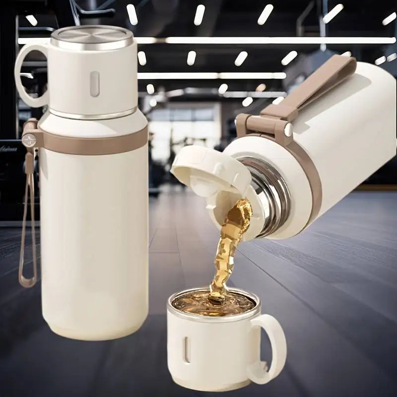 600ml Stainless Steel Travel Coffee Mug Leak-Proof Thermos Bottle for Hot & Cold Drinks