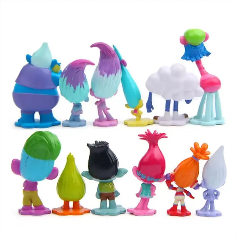 12PCS Trolls Branch Critter Skitter Action Figures Kawaii Anime Toy Set for Kids