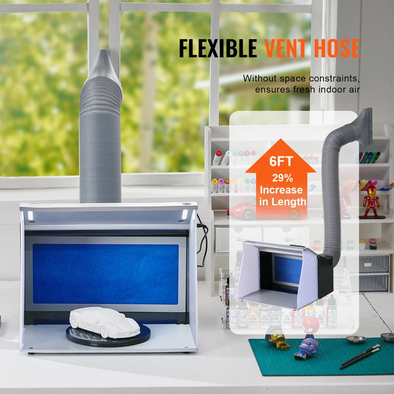 Portable Airbrush Spray Booth Kit with LED Lights & Dual Exhaust Fans