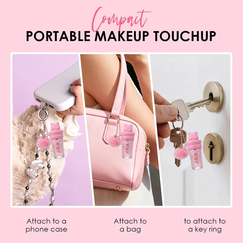 Kawaii Bear Lip Gloss Oil, Natural Color Changing, Plump & Glossy Lips