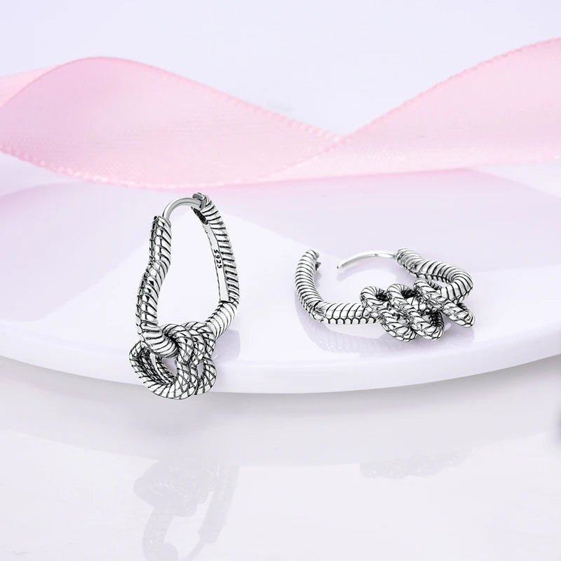 925 Sterling Silver Heart-Shaped Drop Hoop Earrings for Women Jewelry