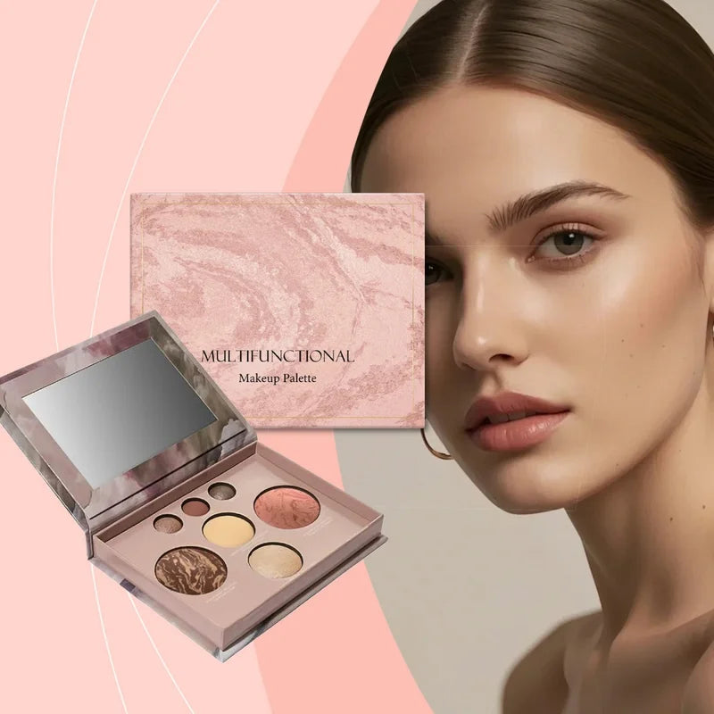 Multifunction Makeup Palette with 7 Colors - Eyeshadow, Blush, Contour & Highlight