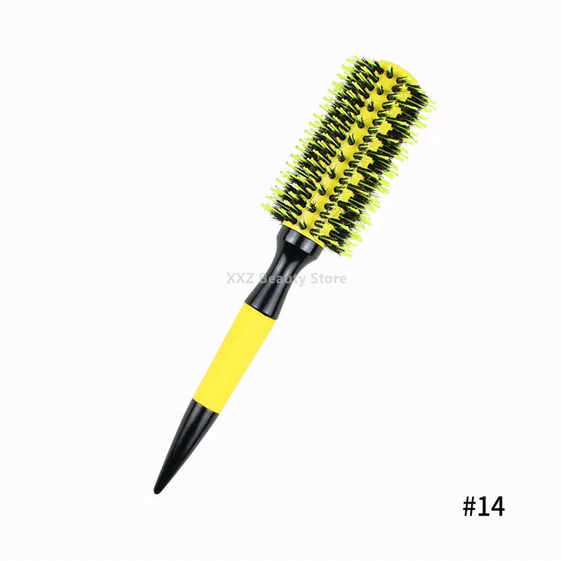 Professional 6pcs Round Hair Comb Set with Wooden Handles for Styling and Detangling