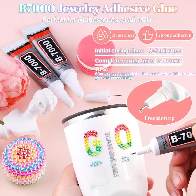 Nail Rhinestone Bedazzling Kit with 3D Multi-Color Resin Diamonds for Nail Art & Jewelry DIY