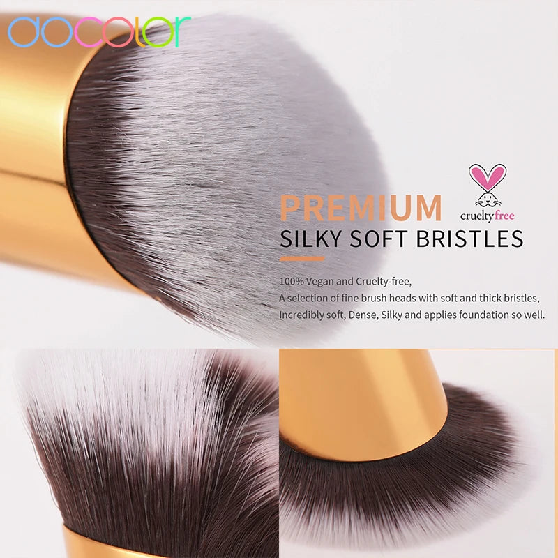 Angled Foundation & Concealer Makeup Brush Set - Vegan Synthetic Bristles
