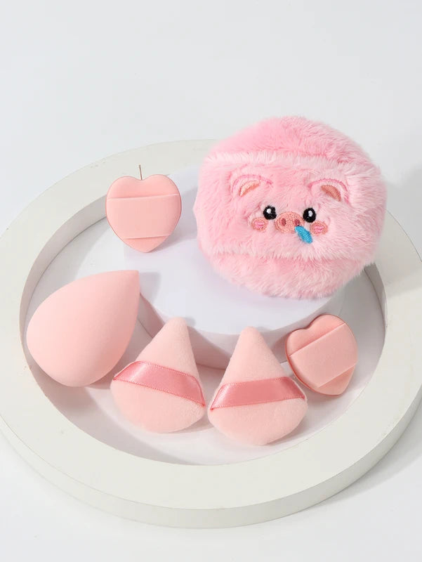 6-Piece Makeup Powder Puff Set - Water-Expanding & Suitable for All Skin Types