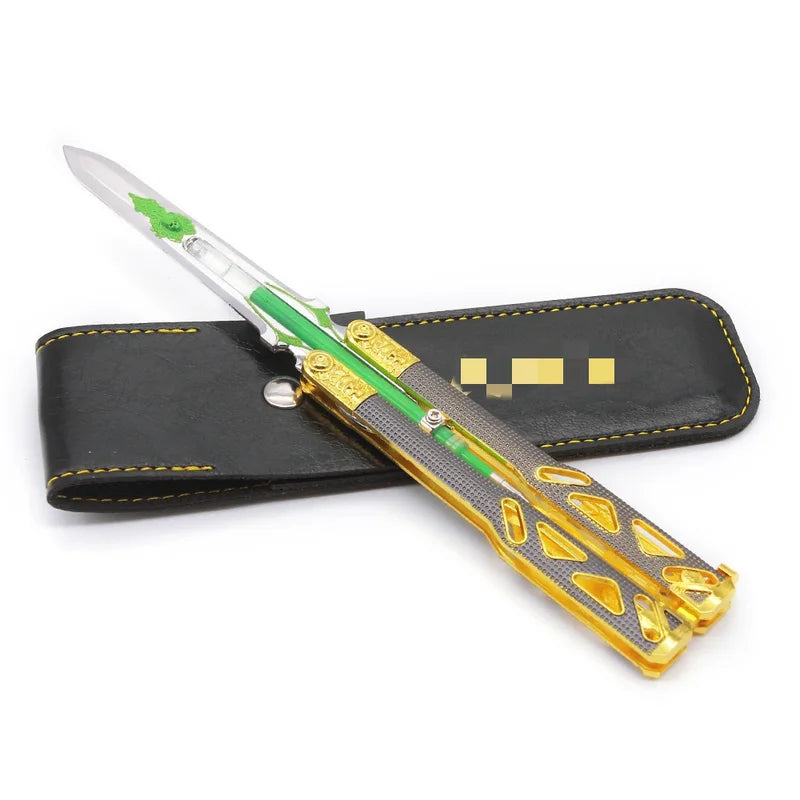 Zinc Alloy Butterfly Knife Model for Desk Decoration and Training 21cm Nightlight Edition