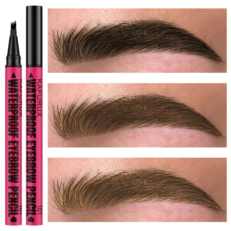 Waterproof 3-Color Eyebrow Pen Microblading Eyebrow Pencil with 4-Head Design for Natural Brows