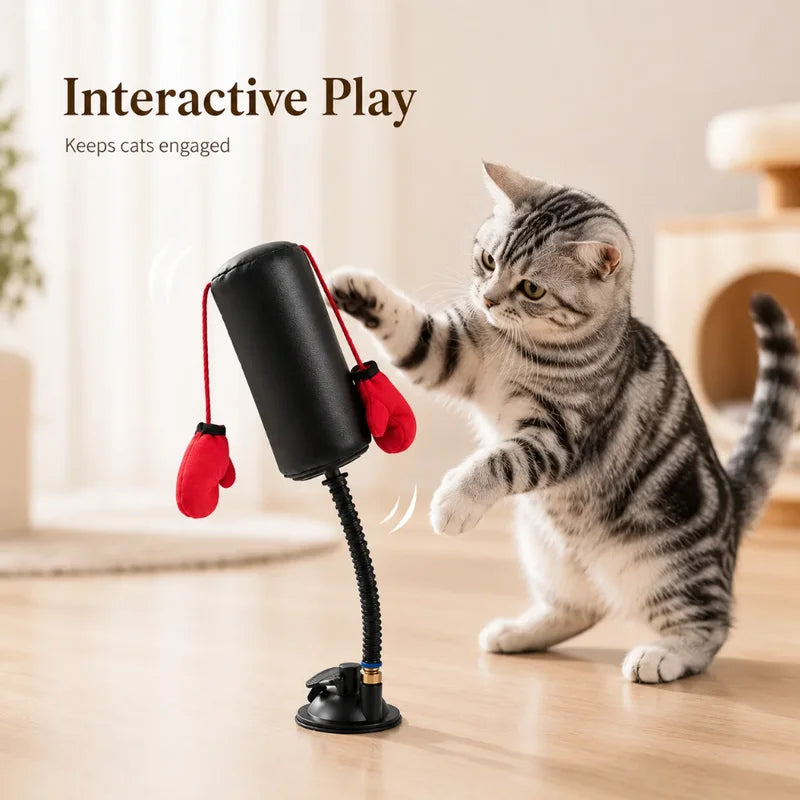 Cat Punching Bag Toy with Boxing Gloves - Interactive Indoor Play